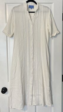 Alice Walk Maxi Dress Small Button Up Cotton Gauze Preppy Beach Coastal Pintuck